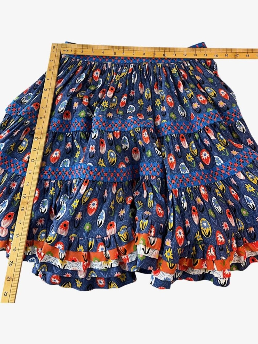 Celia B Skirt Womens Medium Multicolor Floral Tiered Ruffle Peasant Mini HEAVY - Picture 9 of 10